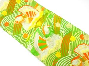 流水に鴛鴦模様織り出し　袋帯